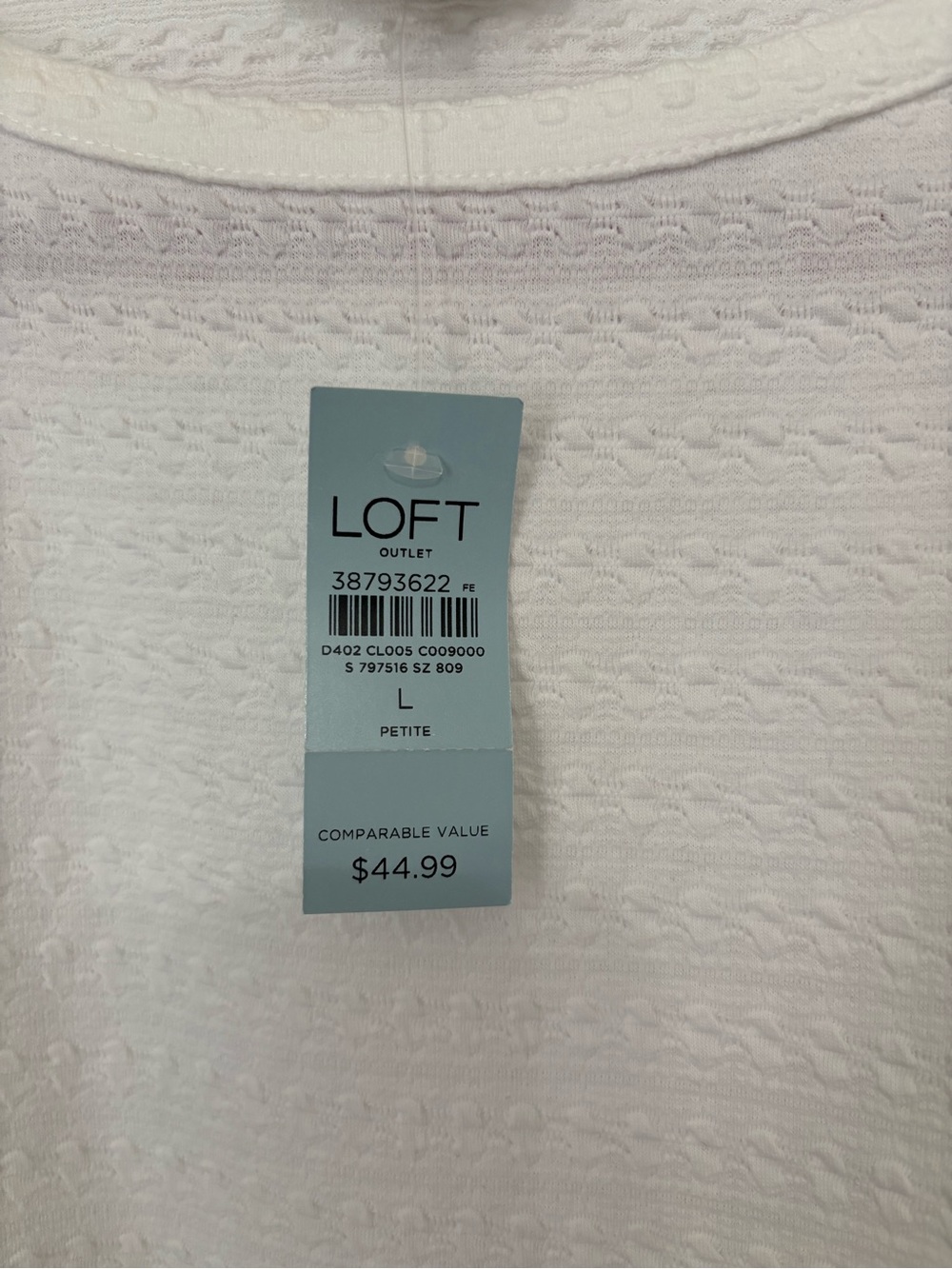 LOFT outlet white short- sleeved textured tee in a size large. - Picture 5 of 5